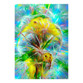 Etheral Dandelions i Neon Dreamscape Fototryck