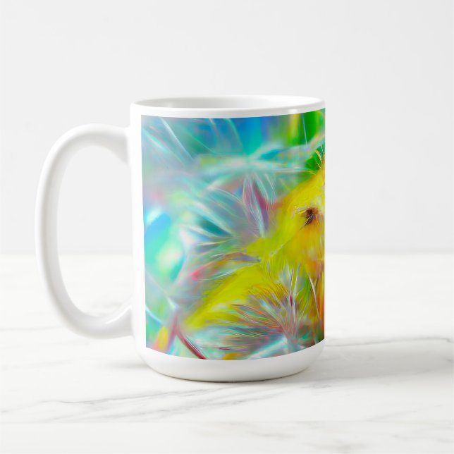 Etheral Dandelions i Neon Dreamscape Kaffemugg (Vänster)