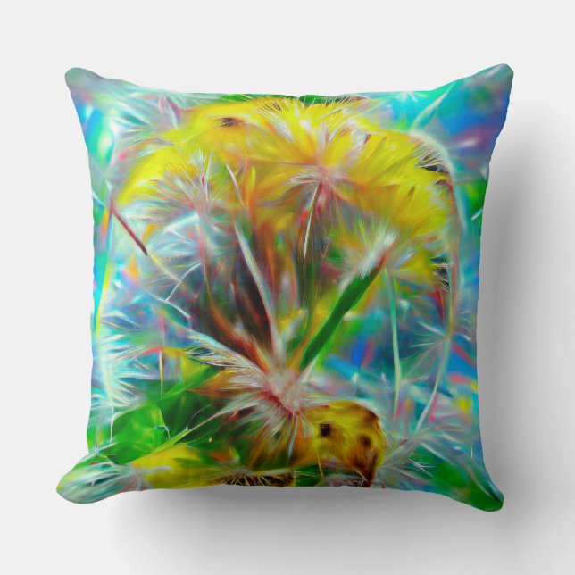 Etheral Dandelions i Neon Dreamscape Kudde (Framsida)