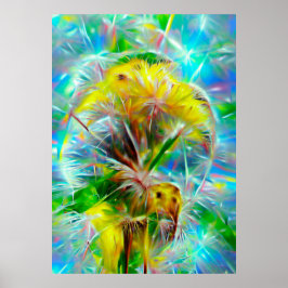 Etheral Dandelions i Neon Dreamscape Poster