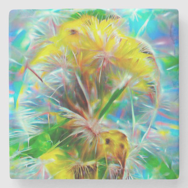 Etheral Dandelions i Neon Dreamscape Stenunderlägg (Framsidan)