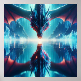 Etheral Dragon Reflection Ai Art Poster