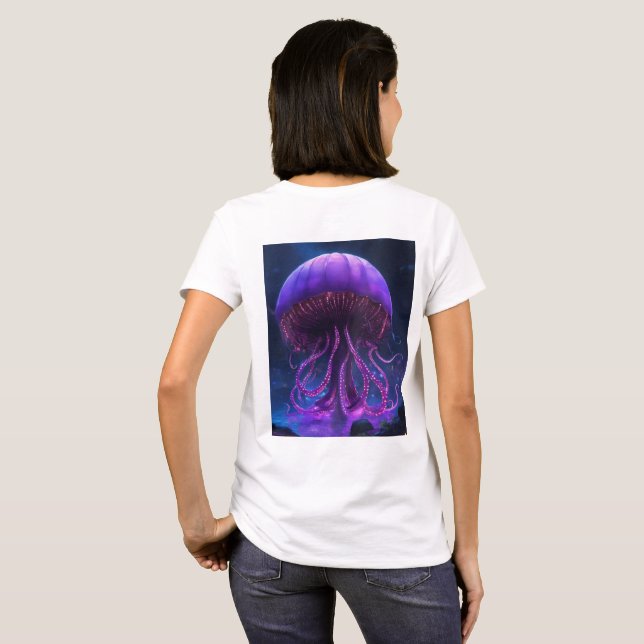 "Etheral Drifters: Jellyfish on Blek Black Canvas T Shirt (Hel baksida)