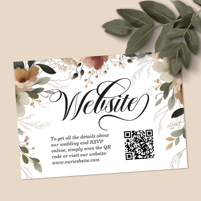 Etheral Elegance Blommigt Bröllop webbplats QR kod Tilläggskort (Scan, RSVP, celebrate—our QR code cards elegantly connect guests to your wedding details.)