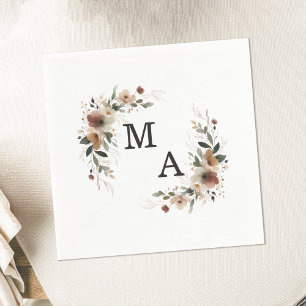 Etheral Elegance Blommigt WAN Bröllop Monogram Pappersservett