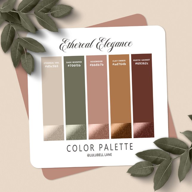 Etheral Elegance Fall Wedding Färg-palettkort Inbjudningar (The Ethereal Elegance Wedding Collection Color Palette Swatch Card - Coordinate Every Detail.)