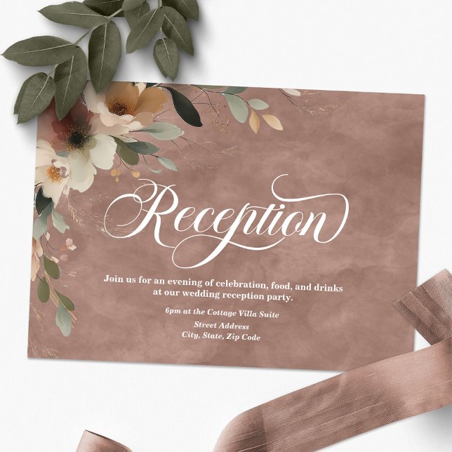 Etheral Elegance Rosewood Rosa Wedding Reception Tilläggskort (Continue the celebration—our elegant reception cards guide guests from vows to festivities.)