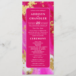 Etheral Elegance: Shock rosa Geode-Inspired Bröllo Program