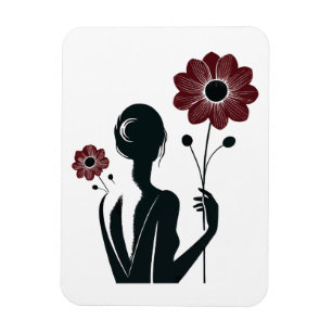 Etheral Elegance - Woman & Flowers Magnet