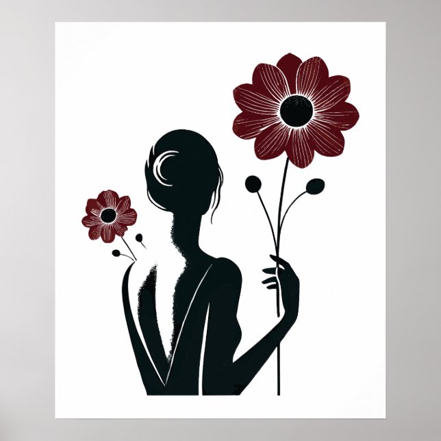 Etheral Elegance - Woman & Flowers Poster (Framsidan)
