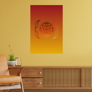 Etheral Embers - Blommigt av rött och Orange Poster
