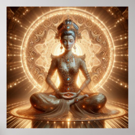 Etheral Enlightenment - Golden Aura Meditative Art Poster