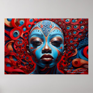 Etheral Essence: African Dreams Porträtt Motivate Poster