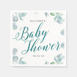 Etheral Eucalyptus CalliGraph Baby Shower Pappersservett