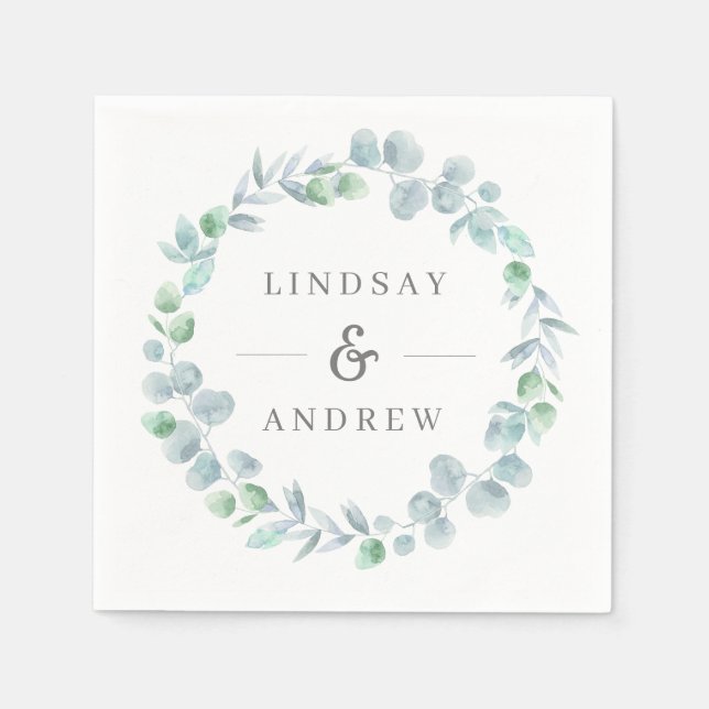 Etheral Eucalyptus Utandningsblått Bröllop Pappersservett (Framsidan)