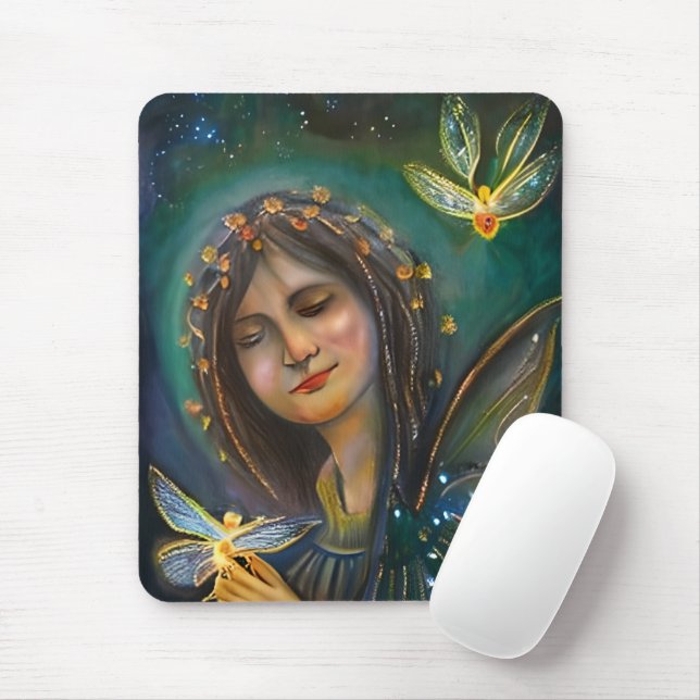 Etheral Fairy Girl och Golden Butterfly Musmatta (Med mus)