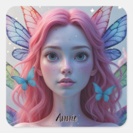 Etheral Fairy Girl: Square Sticker Fyrkantigt Klistermärke