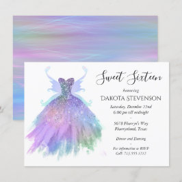 Etheral Fairy Gown | Rainbow Ombre Pastel Sheen Inbjudningar