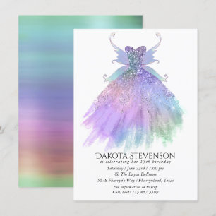 Etheral Fairy Gown   Rainbow Ombre Pastel Sheen Inbjudningar