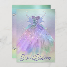 Etheral Fairy Gown | Rainbow Ombre Pastel Sheen Inbjudningar