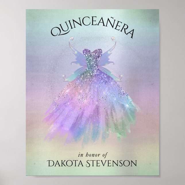 Etheral Fairy Gown | Rainbow Ombre Pastel Sheen Poster (Framsidan)