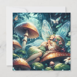 Etheral Fairy Sleeping on a Mushroom Kort