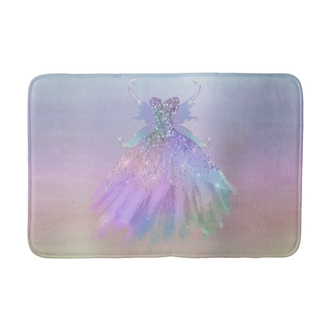 Etheral Fairy Vinge Gown | Rainbow Ombre Sheen Badrumsmatta (Framsidan)