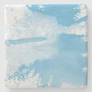 Etheral Fantasy Blue, White Winter River Underlägg Sten