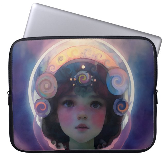 Etheral Fantasy Celestial Child Dream Guardian Laptop Fodral (Framsidan)