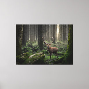 Etheral Fantasy Forest med strålande ljus Canvastryck
