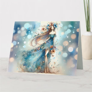 Etheral Fantasy Goddess i en Watercolor Dream Kort