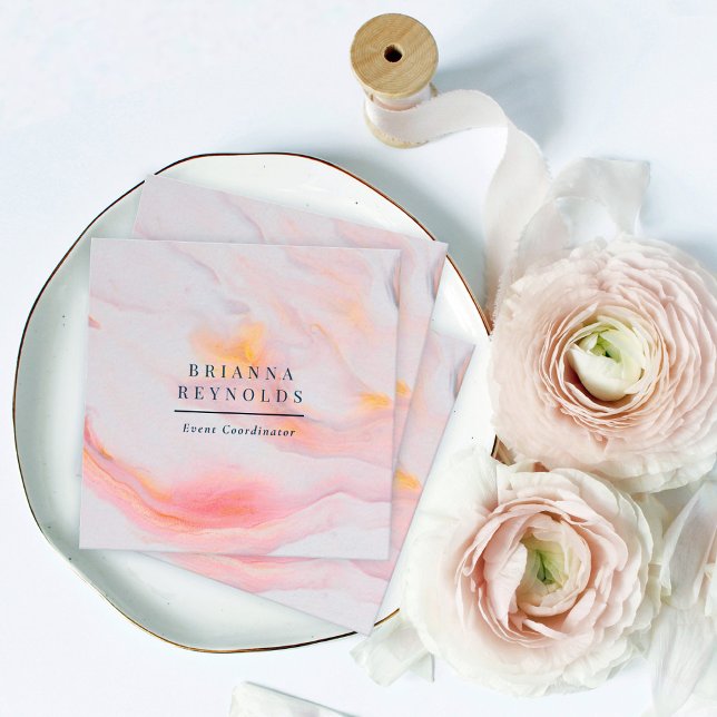 Etheral Feminine Rosa Marble Fyrkantigt Visitkort (Skapare uppladdad)