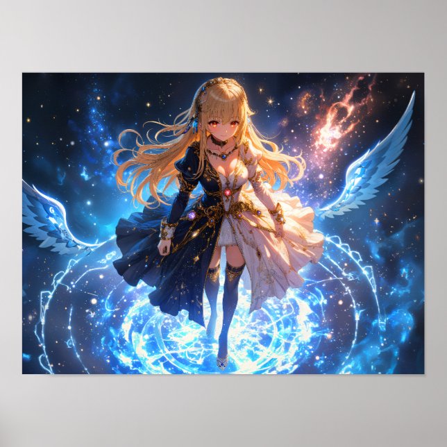 Etheral Flame Frost Girl with fire and ice vingar Poster (Framsidan)
