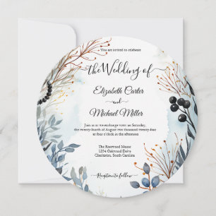 Etheral Flikal Watercolor Serene Foliage Inbjudningar