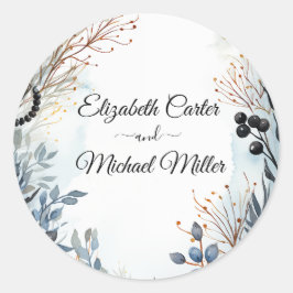 Etheral Flikal Watercolor Serene Foliage Runt Klistermärke