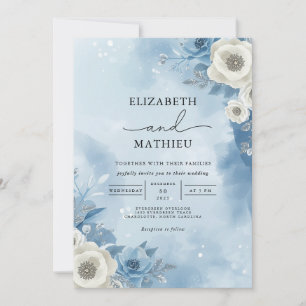 Etheral Frost Blommigt Romantik Bröllop Inbjudningar