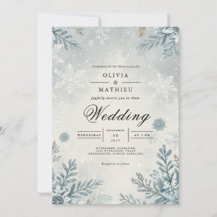 Etheral Frost Botanical Winter Wedding Inbjudningar