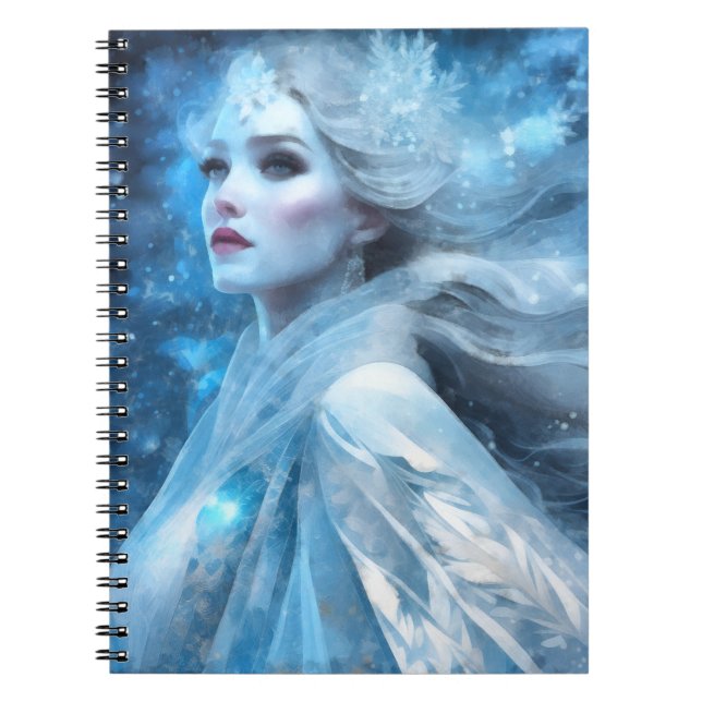 Etheral Frozen Snö Queen Fantasy Art Anteckningsbok (Framsidan)