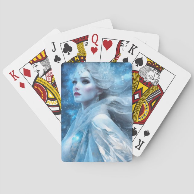 Etheral Frozen Snö Queen Fantasy Art Casinokort (Baksidan)