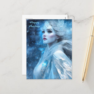 Etheral Frozen Snö Queen Fantasy Art Helg Vykort