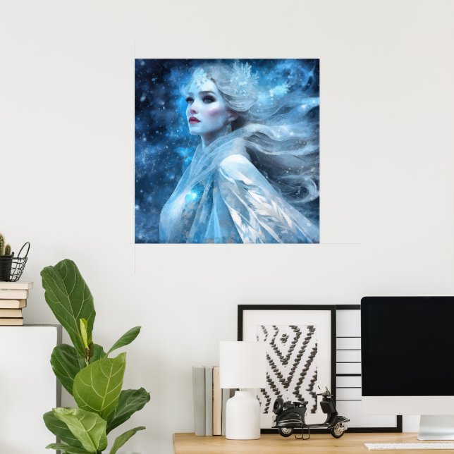 Etheral Frozen Snö Queen Fantasy Art Poster (Hemmakontoret)