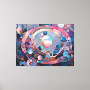 Etheral Geometri: Retro Blues Pinks Glass Effect Canvastryck