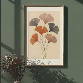 Etheral Ginkgo Löv Watercolor Poster