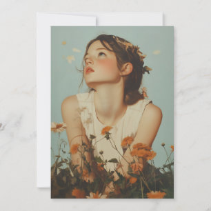 Etheral Girl in Wildblommor Inbjudningar