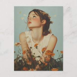 Etheral Girl in Wildblommor Vykort