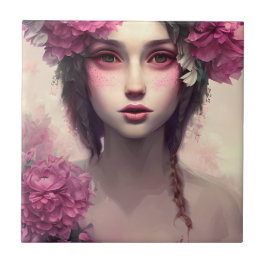 Etheral Girl med Rosa Freckles Kakelplatta