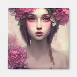 Etheral Girl med Rosa Freckles Magnet
