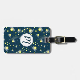 Etheral Glowing Fireflies i Night Mönster Bagagebricka