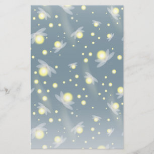 Etheral Glowing Fireflies i Night Mönster Brevpapper