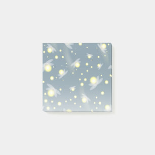 Etheral Glowing Fireflies i Night Mönster Post-it Block